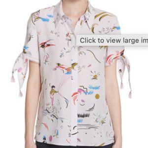 Daydream Tie-sleeve Silk Shirt In Purple Daydream (0, Pink/Purple)